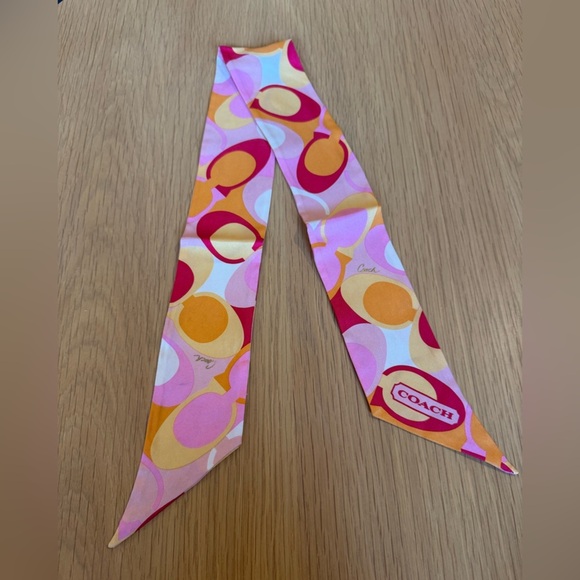 COACH Silk C Print Twilly Scarf VGUC - Picture 1 of 4